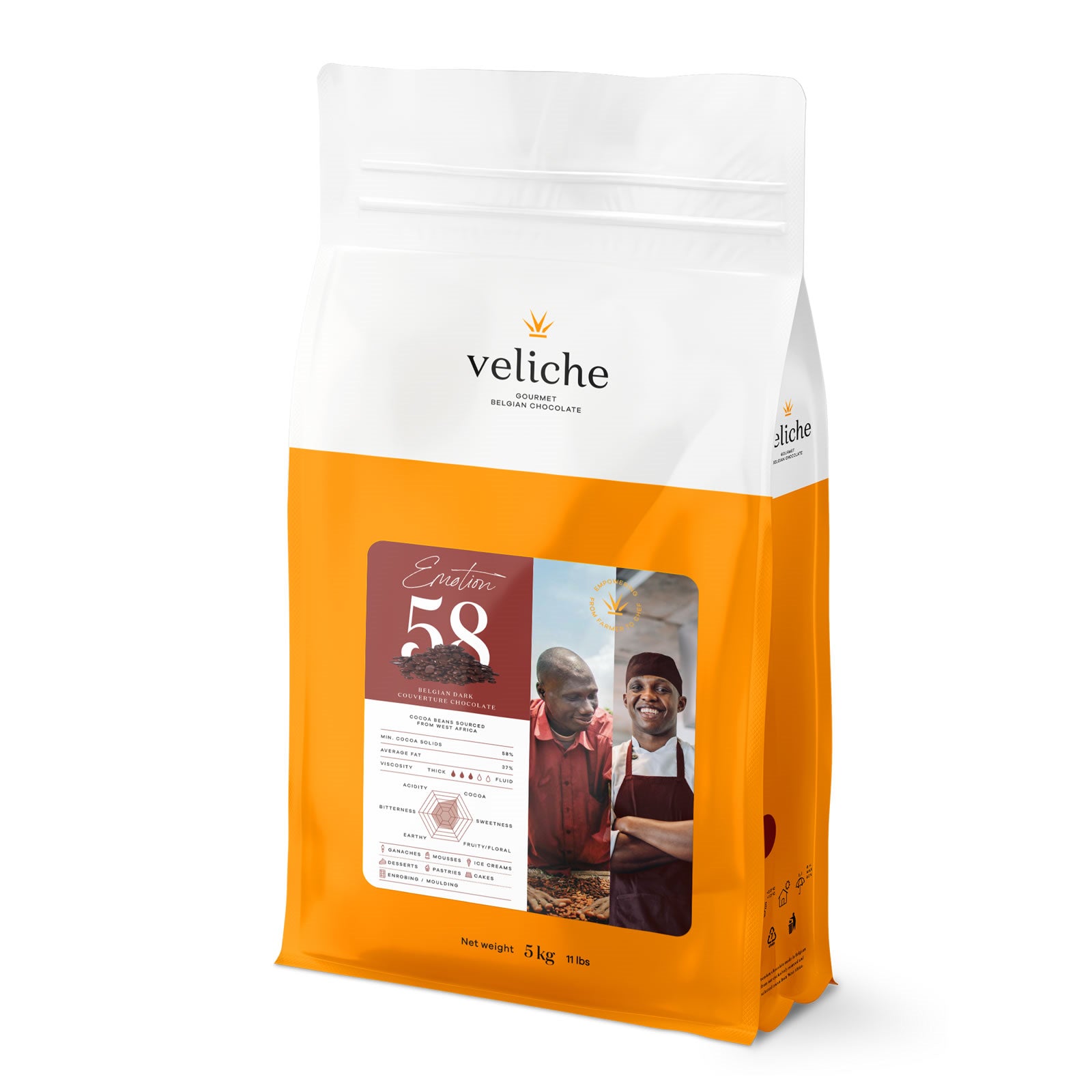 Veliche Gourmet Dark Chocolate; Emotion 58 5 Kg